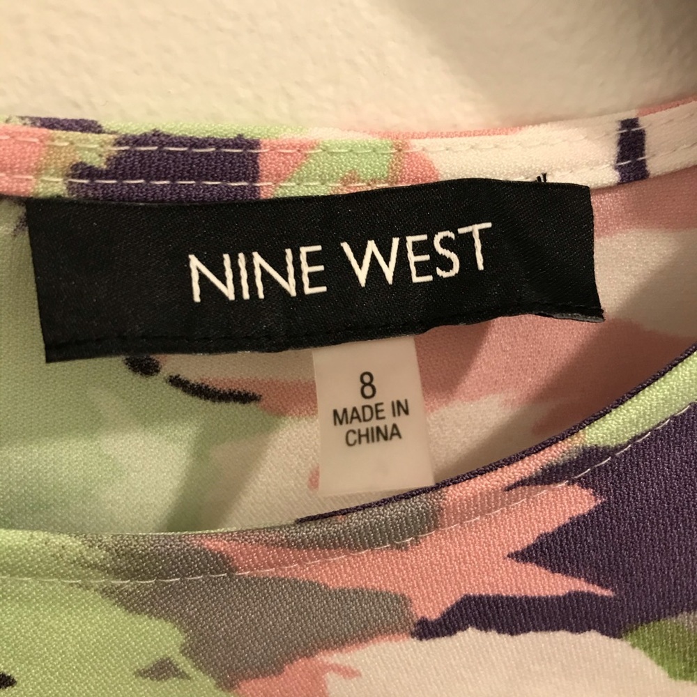 NWT Nine West Floral Shift Dress pink green white - Picture 9 of 11